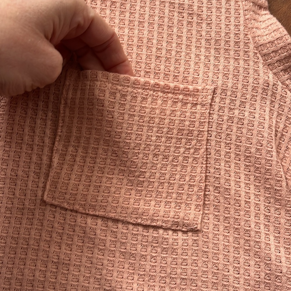 BNWOT Oversized Bombom waffle knit blush pink sleeveless V-neck - Picture 2 of 11